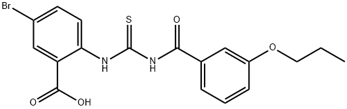 5-BROMO-2-[[[(3-PROPOXYBENZOYL)AMINO]THIOXOMETHYL]AMINO]-BENZOIC ACID 结构式