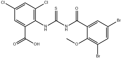 3,5-DICHLORO-2-[[[(3,5-DIBROMO-2-METHOXYBENZOYL)AMINO]THIOXOMETHYL]AMINO]-BENZOIC ACID 结构式