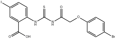 2-[[[[(4-BROMOPHENOXY)ACETYL]AMINO]THIOXOMETHYL]AMINO]-5-IODO-BENZOIC ACID 结构式
