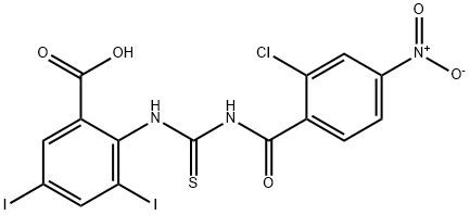 2-[[[(2-CHLORO-4-NITROBENZOYL)AMINO]THIOXOMETHYL]AMINO]-3,5-DIIODO-BENZOIC ACID 结构式
