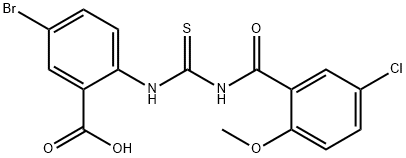 5-BROMO-2-[[[(5-CHLORO-2-METHOXYBENZOYL)AMINO]THIOXOMETHYL]AMINO]-BENZOIC ACID 结构式