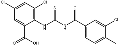 3,5-DICHLORO-2-[[[(3-CHLORO-4-METHYLBENZOYL)AMINO]THIOXOMETHYL]AMINO]-BENZOIC ACID 结构式