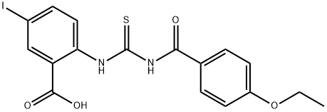 2-[[[(4-ETHOXYBENZOYL)AMINO]THIOXOMETHYL]AMINO]-5-IODO-BENZOIC ACID 结构式