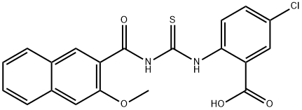 5-CHLORO-2-[[[[(3-METHOXY-2-NAPHTHALENYL)CARBONYL]AMINO]THIOXOMETHYL]AMINO]-BENZOIC ACID 结构式