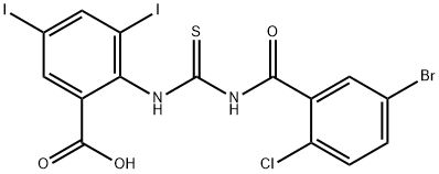 2-[[[(5-BROMO-2-CHLOROBENZOYL)AMINO]THIOXOMETHYL]AMINO]-3,5-DIIODO-BENZOIC ACID Struktur