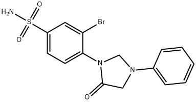 1-(o-ブロモ-p-スルファモイルフェニル)-3-フェニル-5-イミダゾリジノン 化学構造式