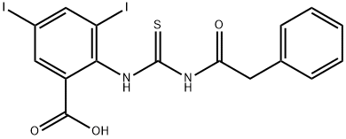 3,5-DIIODO-2-[[[(PHENYLACETYL)AMINO]THIOXOMETHYL]AMINO]-BENZOIC ACID 结构式