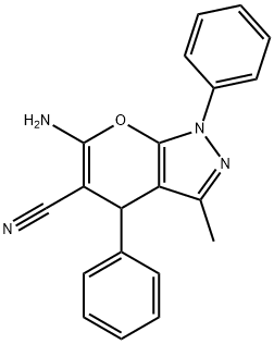6-AMINO-3-METHYL-1,4-DIPHENYL-1,4-DIHYDRO-PYRANO[2,3-C]PYRAZOLE-5-CARBONITRILE 化学構造式