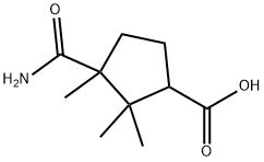Cyclopentanecarboxylicacid, 3-(aminocarbonyl)-2,2,3-trimethyl- Struktur
