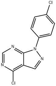 4-クロロ-1-(4-クロロフェニル)-1H-ピラゾロ[3,4-D]ピリミジン 化学構造式