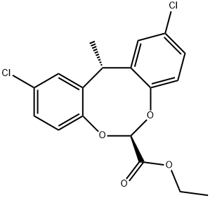 2,10-ジクロロ-6α-エトキシカルボニル-12β-メチル-12H-ジベンゾ[d,g][1,3]ジオキソシン 化学構造式