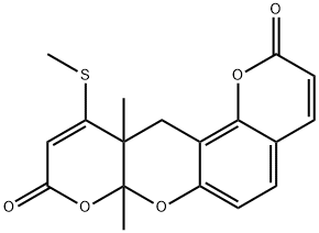 7a,11a-Dihydro-7a,11a-dimethyl-11-methylthio-2H,9H,12H-dipyrano[2,3-b:2',3'-f][1]benzopyran-2,9-dione 结构式