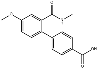4'-メトキシ-2'-[(メチルアミノ)カルボニル](1,1'-ビフェニル)-4-カルボン酸 化学構造式