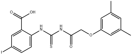 2-[[[[(3,5-DIMETHYLPHENOXY)ACETYL]AMINO]THIOXOMETHYL]AMINO]-5-IODO-BENZOIC ACID 结构式