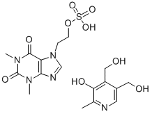 2,3,6,7-テトラヒドロ-1,3-ジメチル-2,6-ジオキソ-1H-プリン-7-エタン-1-スルホン酸/5-ヒドロキシ-6-メチル-3,4-ピリジンジメタノール,(1:1) 化学構造式