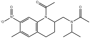 N-[(1-acetyl-1,2,3,4-tetrahydro-6-methyl-7-nitro-2-quinolyl)methyl]-N-isopropylacetamide Struktur