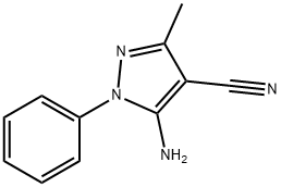 5-アミノ-4-シアノ-3-メチル-1-フェニルピラゾール 化学構造式