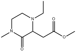 2-Piperazineaceticacid,1-ethyl-4-methyl-3-oxo-,methylester(9CI) 结构式