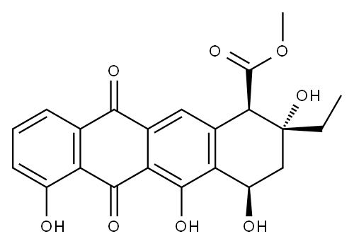 (1R,2R,4R)-2-Ethyl-1,2,3,4,6,11-hexahydro-2,4,5,7-tetrahydroxy-6,11-dioxo-1-naphthacenecarboxylic acid methyl ester Struktur