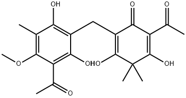 2-Acetyl-6-[(3-acetyl-2,6-dihydroxy-4-methoxy-5-methylphenyl)methyl]-3,5-dihydroxy-4,4-dimethyl-2,5-cyclohexadien-1-one Structure