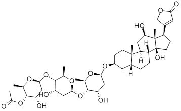 Card-20(22)-enolid-,3-((O-4-O-Acetyl-2,6-dideoxy-beta-D-ribo-hexopyranosyl-(1=>4)-O-2,6-di-deoxy-beta-D-ribo-hexopyranosyl-(1=>4)-2,6-dideoxy-beta-D-ribo-hexopyranosyl)oxy)-12,14-di-hydroxy-,(3 beta, 5 beta,12 beta)-