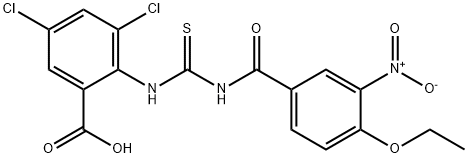 3,5-DICHLORO-2-[[[(4-ETHOXY-3-NITROBENZOYL)AMINO]THIOXOMETHYL]AMINO]-BENZOIC ACID 化学構造式