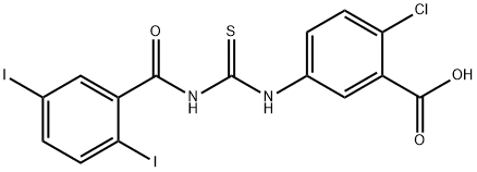 2-CHLORO-5-[[[(2,5-DIIODOBENZOYL)AMINO]THIOXOMETHYL]AMINO]-BENZOIC ACID Structure