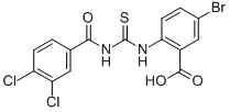 5-BROMO-2-[[[(3,4-DICHLOROBENZOYL)AMINO]THIOXOMETHYL]AMINO]-BENZOIC ACID 结构式