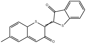 6-メチル-2-(3-オキソベンゾ[b]チオフェン-2(3H)-イリデン)ベンゾ[b]チオフェン-3(2H)-オン 化学構造式