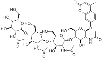 4-METHYLUMBELLIFERYL BETA-D-N,N',N',N''-TETRAACETYLCHITOTETRAOSIDE Struktur