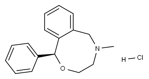 (1S)-3,4,5,6-テトラヒドロ-5-メチル-1-フェニル-1H-2,5-ベンゾオキサゾシン・塩酸塩 化学構造式