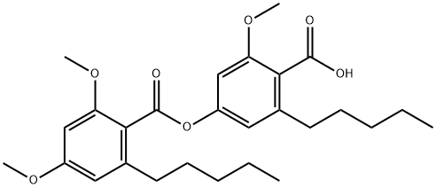 2-Methoxy-4-(2,4-dimethoxy-6-pentylbenzoyloxy)-6-pentylbenzoic acid Struktur