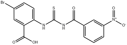 5-BROMO-2-[[[(3-NITROBENZOYL)AMINO]THIOXOMETHYL]AMINO]-BENZOIC ACID 结构式