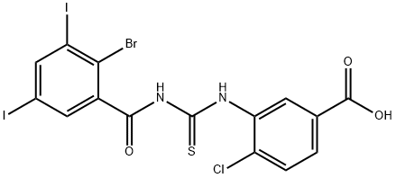 3-[[[(2-BROMO-3,5-DIIODOBENZOYL)AMINO]THIOXOMETHYL]AMINO]-4-CHLORO-BENZOIC ACID 结构式