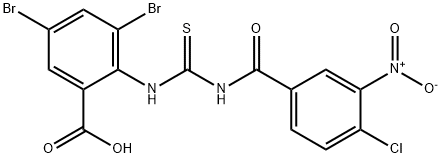 3,5-DIBROMO-2-[[[(4-CHLORO-3-NITROBENZOYL)AMINO]THIOXOMETHYL]AMINO]-BENZOIC ACID 结构式