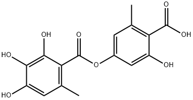 2,3,4-Trihydroxy-6-methylbenzoic acid 4-carboxy-3-hydroxy-5-methylphenyl ester Struktur