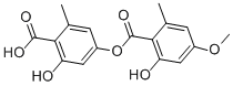 2-ヒドロキシ-4-[(2-ヒドロキシ-4-メトキシ-6-メチルベンゾイル)オキシ]-6-メチル安息香酸 化学構造式