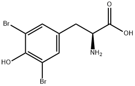 3,5-ジブロモ-4-ヒドロキシ-α-アミノベンゼンプロピオン酸 化学構造式