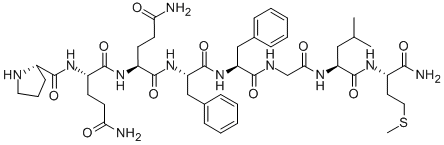 GLN-PHE-PHE-GLY-LEU-MET-NH2: QFFGLM-NH2, 53749-60-3, 结构式