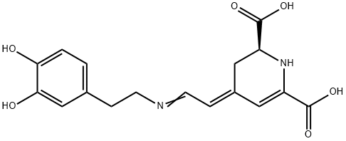 1,2,3,4-テトラヒドロ-4-[2-[[2-(3,4-ジヒドロキシフェニル)エチル]イミノ]エチリデン]ピリジン-2,6-ジカルボン酸 化学構造式