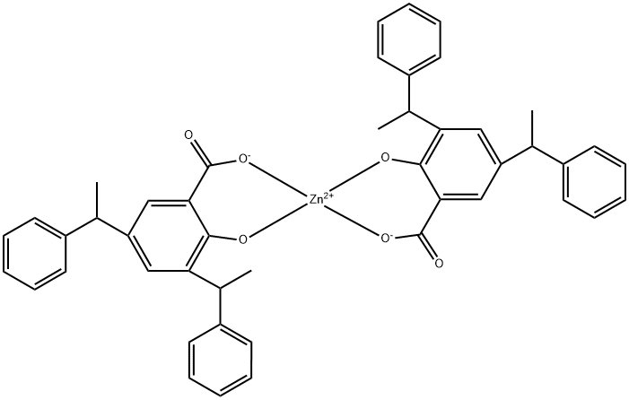 双[2-羟基-3,5-双(1-苯乙基)苯甲酸根合-O1,O2]-(T-4)-锌, 53770-52-8, 结构式