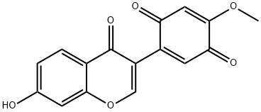 2-(7-ヒドロキシ-4-オキソ-4H-1-ベンゾピラン-3-イル)-5-メトキシ-2,5-シクロヘキサジエン-1,4-ジオン 化学構造式