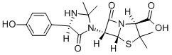 6α-[(4R)-4-(4-ヒドロキシフェニル)-2,2-ジメチル-5-オキソ-1-イミダゾリジニル]ペニシラン酸 化学構造式