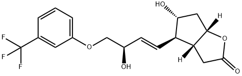 (+)-(3AR,4R,5R,6AS)-HEXAHYDRO-5-HYDROXY-4-[(1E,3R)-3-HYDROXY-4-(3-TRIFLUOROMETHYL)PHENOXY-1-BUTENYL]-2H-CYCLOPENTA[B]FURAN-2-ONE Struktur
