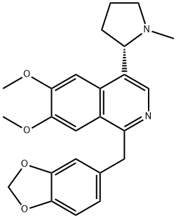 1-(1,3-ベンゾジオキソール-5-イルメチル)-6,7-ジメトキシ-4-[(2S)-1-メチルピロリジン-2-イル]イソキノリン 化学構造式