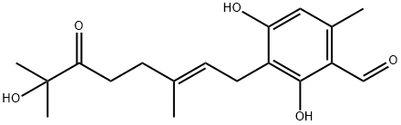 2,4-Dihydroxy-3-[(E)-7-hydroxy-3,7-dimethyl-6-oxo-2-octenyl]-6-methylbenzaldehyde Struktur
