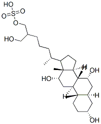 (3R,5R,7R,8R,9S,10S,12S,13R,14S)-3,7,12-trihydroxy-17-[(2R)-6-(hydroxymethyl)-7-sulfooxy-heptan-2-yl]-10,13-dimethyl-2,3,4,5,6,7,8,9,11,12,14,15,16,17-tetradecahydro-1H-cyclopenta[a]phenanthrene Struktur