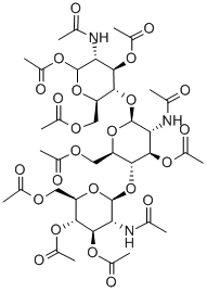 O-3,4,6-Tri-O-acetyl-2-(acetylamino)-2-deoxy-b-D-glucopyranosyl-(1-4)-O-3,6-di-O-acetyl-2-(acetylamino)-2-deoxy-b-D-glucopyranosyl-(1-4)-2-(acetylamino)-2-deoxy-1,3,6-triacetate-a-D-glucopyranose