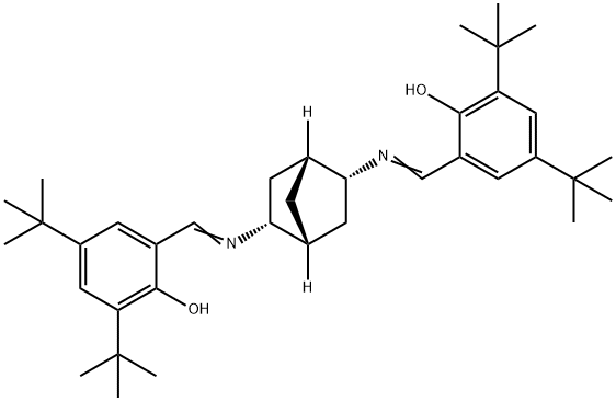 (1R,2R,4R,5R)-2,5-ビス(3,5-ジ-tert-ブチル-2-ヒドロキシベンジリデンアミノ)ビシクロ[2.2.1]ヘプタン 化学構造式
