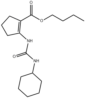 1-Cyclohexyl-3-(2-butoxycarbonylcyclopent-1-enyl)urea 化学構造式